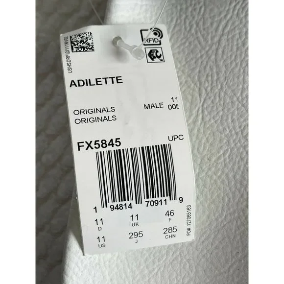 🔧Men’s Slides Size 11 adidas adilette  stripes Style FX5845 White/ Orange/Brown - Picture 12 of 12